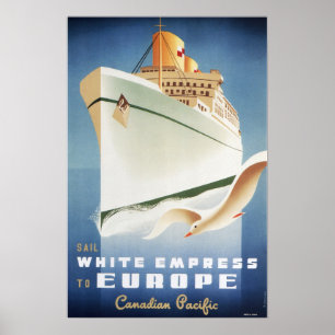 Velejar Poster de navio de pesca branco para a Eur