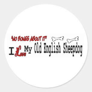 Velho Adesivo de Sheepdog Inglês (I Love)