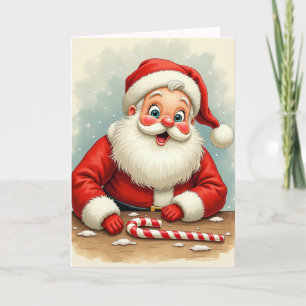 Velho Alegre Com Cartão de Natal de Cana de Açúcar