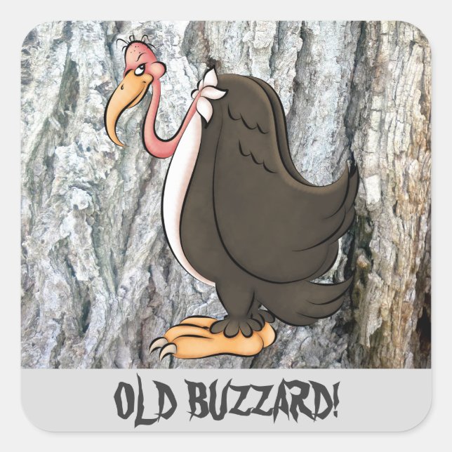 Velho autocolante de cartoon Buzzard (Frente)