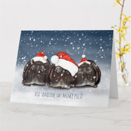 Velho Cartão de Natal Hippos, Com Sono Mas Fome!