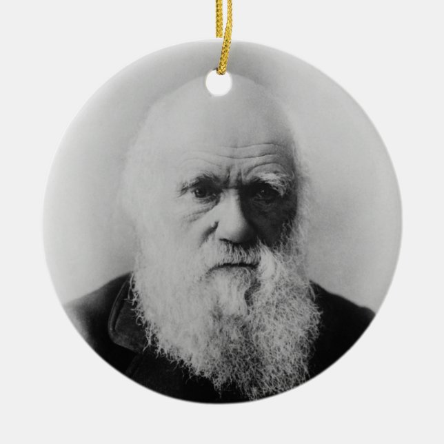 Velho Charles Darwin 2 Ateu Átomo Enfeite Redondo (Frente)