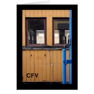 Velho comboio a vapor Le Mastrou - cartão amarelo