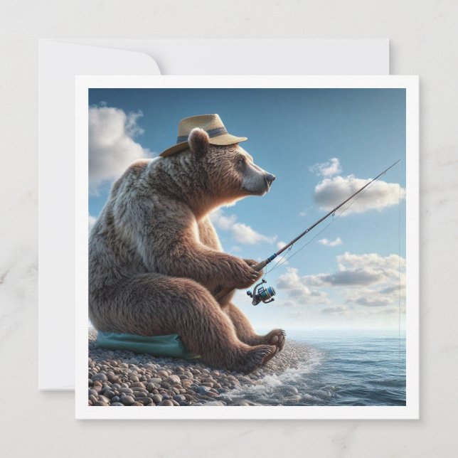 Velho convite de aniversário de urso, festa de apo (Frente)