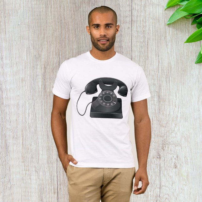 Velho Telefone Negro Mens T-Shirt (Criador carregado)