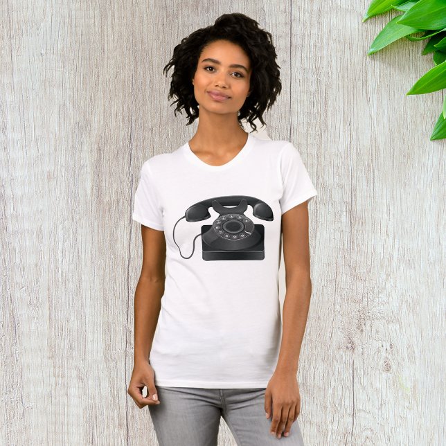 Velho Telefone Negro Mulher T-Shirt (Criador carregado)