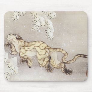 Velho Tigre na Neve, Hokusai, 1849 Mousepad