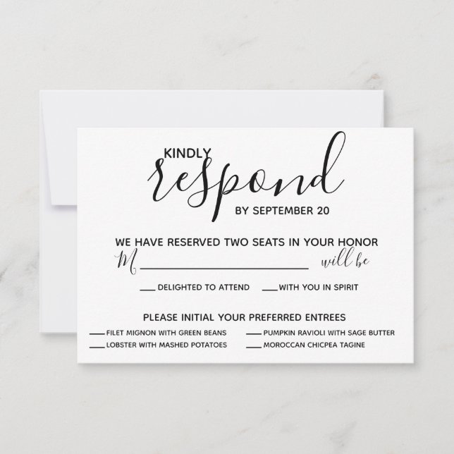 Vellum Black Rustic Script Photo Weding RSVP (Frente)