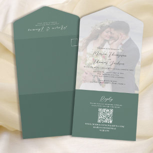 Vellum Photo Overlay Verde Elegante RSVP de Códi