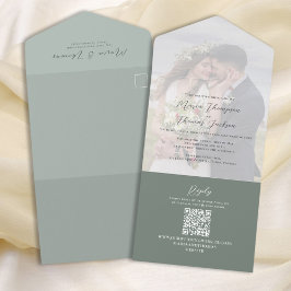 Vellum Photo Overlay Verde Elegante | RSVP de Códi