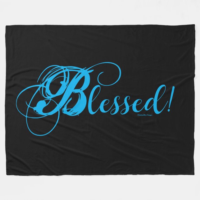 Velo Abençoado! Cobertor de Fleece (Preto/Azul) (Frente (Horizontal))