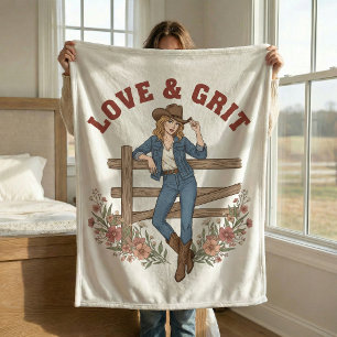 Velo Amor & Garra Western Cowgirl Cobertor de Fleece Co