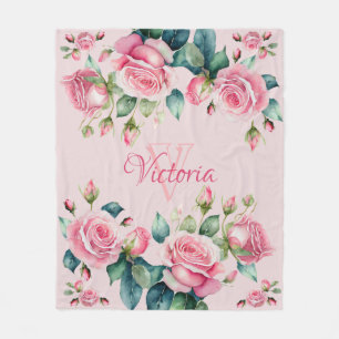 Velo Blush Blooms: Um Cobertor de Fleece com Rosa em Aq