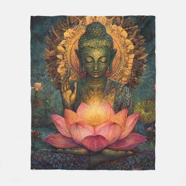 Velo .buddha segurando um cobertor lótus de cores psico (Frente)
