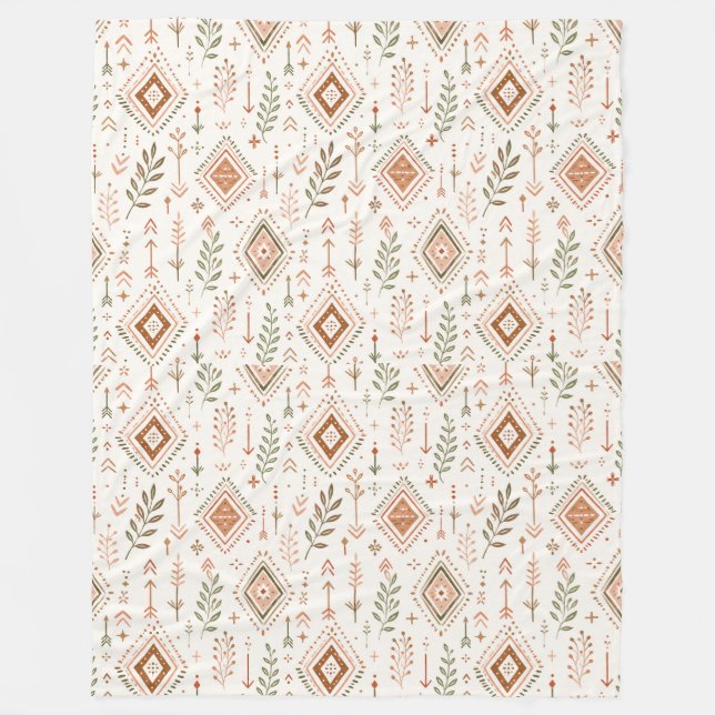 Velo Chic Terra Boho Arco-Íris Folhas Cobertor de Fleec (Frente)