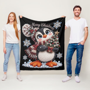 Velo Cobertor Aconchegante de Natal Pinguim Férias