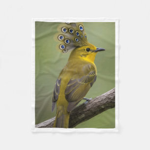 Velo Cobertor Amarelo de Pássaro com Crista de Pavão