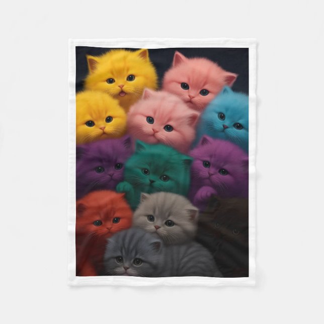 Velo Cobertor Colorido de Gatinhos Fofinhos (Frente)