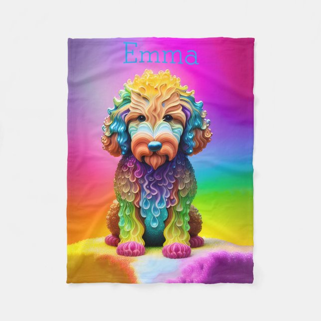 Velo Cobertor Colorido de Goldendoodle Infantil (Frente)