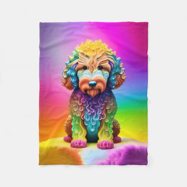 Velo Cobertor Colorido de Goldendoodle para Crianças  (Frente)