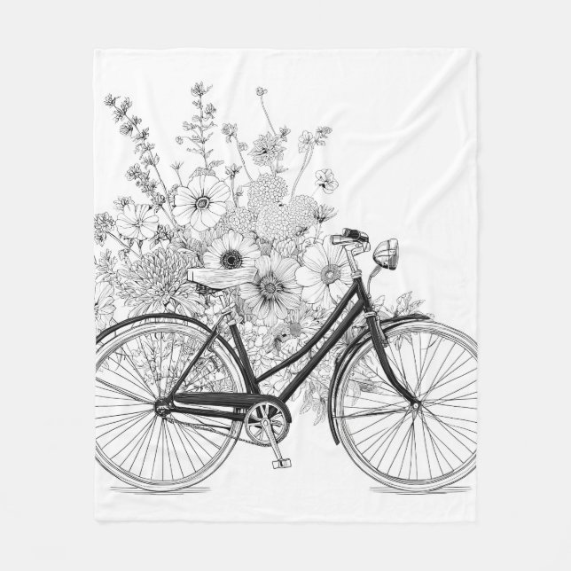 Velo Cobertor com Desenho Floral de Bicicleta Preta Vin (Frente)