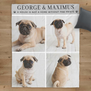 Velo Cobertor com Frase e Impressões de Pata de Cachorr