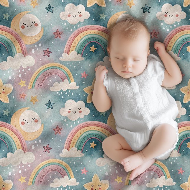 Velo Cobertor de Arco-íris e Nuvens Presente para Recém (Rainbow & Clouds Blanket Gift for Newborn Joy)