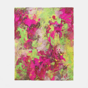 Velo Cobertor de Arte Abstrata com Salpicos Rosa Neon e