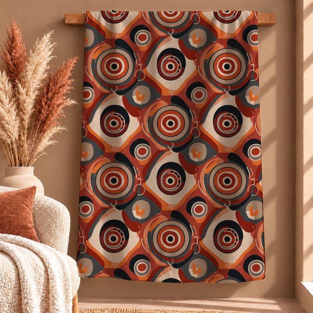 Velo Cobertor de Arte Sofisticado Laranja Queimado Marr (Sophisticated Burnt Orange Dark Brown Art Blanket)