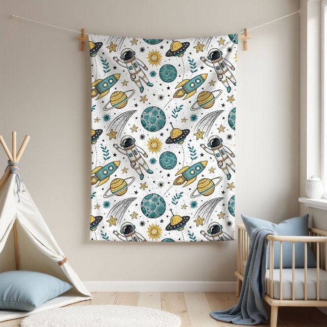 Velo Cobertor de Aventura Espacial Foguete Presente par (Rocket Adventure Blanket Space Gift for Newborn)
