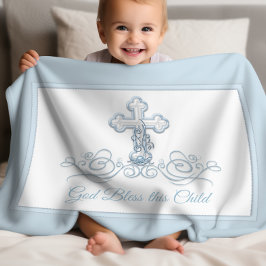 Velo Cobertor de Batismo para Bebê Menino Blue Cross