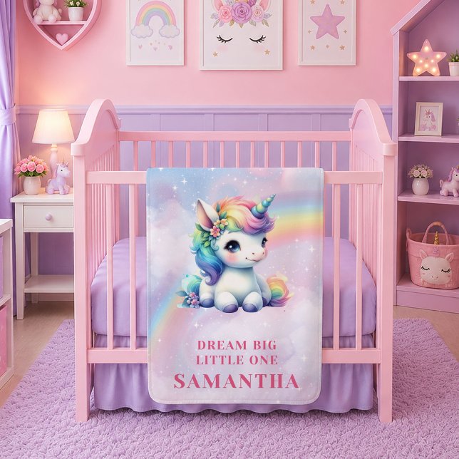 Velo Cobertor de Bebê Arco-íris de Unicórnio Mágico Pre (Magical Unicorn Rainbow Baby Blanket Birthday Gift)