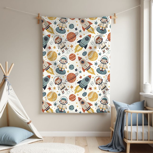 Velo Cobertor de Bebê Astronauta Foguete Presente para  (Astronaut Baby Blanket Rocket Gift for Little Boy)