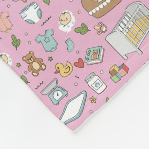 Velo Cobertor de Bebê com Padrão de Berçário Rosa Paste