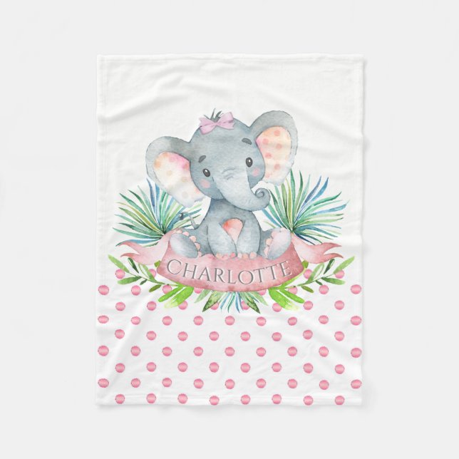 Velo Cobertor de Bebê Elefante Personalizado para Menin (Frente)