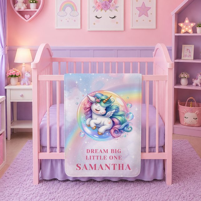 Velo Cobertor de Bebê Presente de Unicórnio Pastel Mági (Cute Pastel Unicorn Magical Day Baby Blanket Gift)
