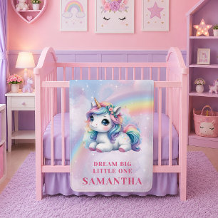 Velo Cobertor de Bebê Rosa Roxo Unicórnio da Moda Anive