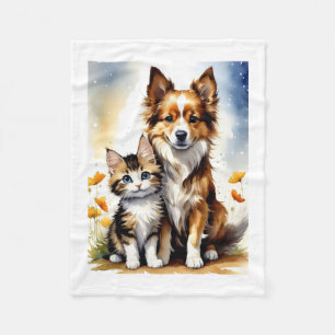 Velo Cobertor de Cachorrinho e Gatito Melhores Amigos A