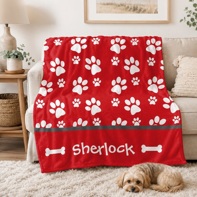 Velo Cobertor de Cachorro Azul Personalizado Presente d (Red personalized dog blanket
)