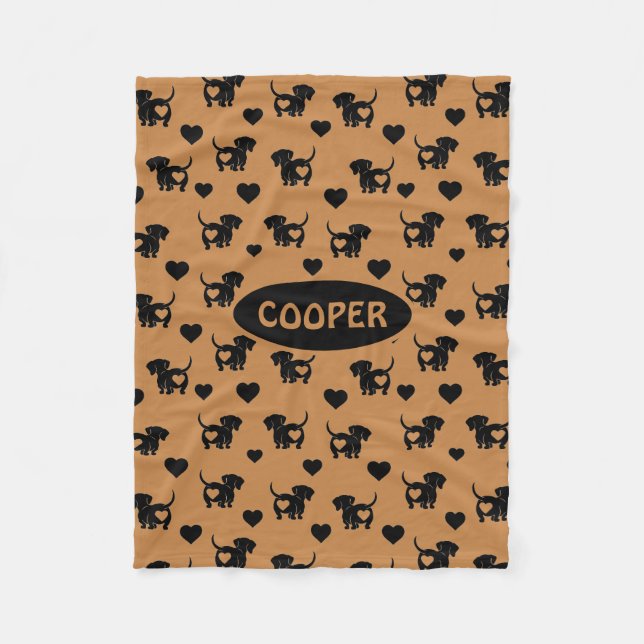 Velo Cobertor de Cachorro de Fleece Amor de Dachshund (Frente)