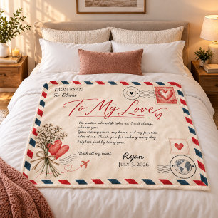 Velo Cobertor de Carta de Amor Personalizada para Casal