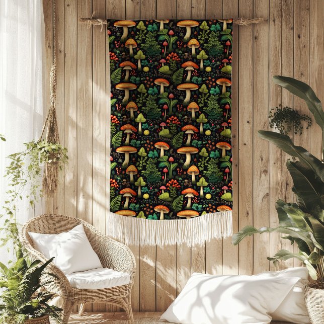 Velo Cobertor de Cogumelo de Meados do Século com Estil (Mid-Century Mushroom Blanket Earthy Cottage Vibe)