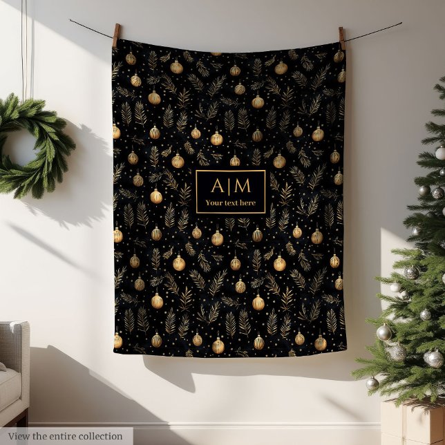 Velo Cobertor de férias em aquarela preto e dourado ele (Stylish black and gold watercolor holiday blanket wrap)