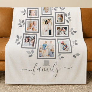 Velo Cobertor de flanela com árvore de fotos personaliz