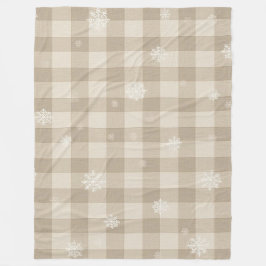 Velo Cobertor de Flanela Xadrez com Floco de Neve – Beg