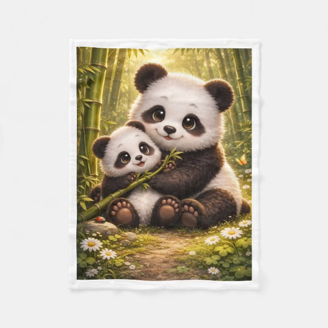 Velo Cobertor de Fleece Aconchegante com Pandas Fofos n (Frente)