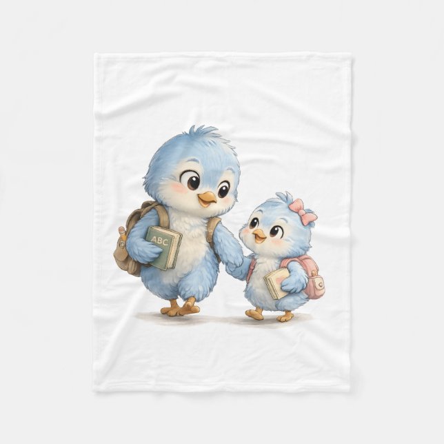 Velo Cobertor de Fleece Aconchegante Irmãos Blue Bird (Frente)