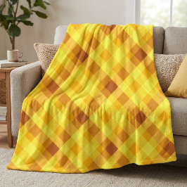 Velo Cobertor de Fleece Amarelo Gema de Ovo Xadrez Gran