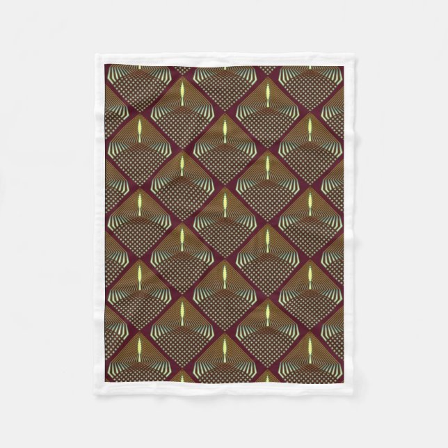 Velo Cobertor de Fleece Art Déco Geométrico Dourado Bor (Frente)