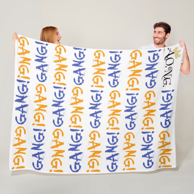 Velo Cobertor de Fleece AZUL E LARANJA, Grande 60" x 80 (In Situ)